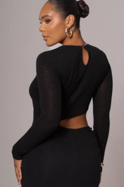 Black Summer Romance Cutout Dress