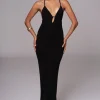 Black Sun Rays Knit Maxi Dress