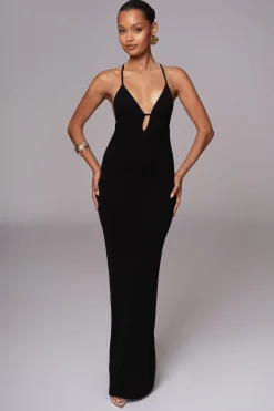 Black Sun Rays Knit Maxi Dress