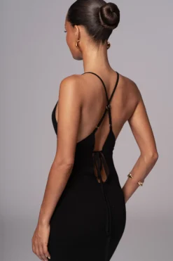 Black Sun Rays Knit Maxi Dress