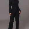 Black Take A Chance Ribbed Pant Set