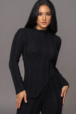 Black Take A Chance Ribbed Pant Set
