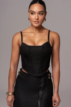 Black Textured Harley Corset Top