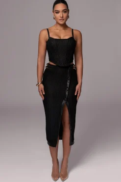Black Textured Harley Corset Top