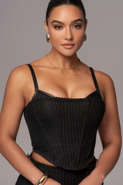 Black Textured Harley Corset Top