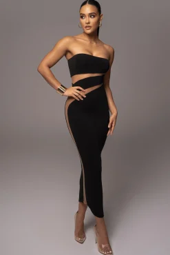 Black Unpredictable Midi Dress