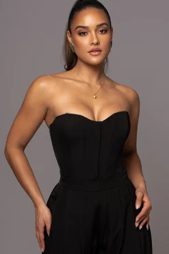 Black Viv Satin Bustier Top