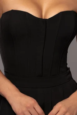 Black Viv Satin Bustier Top