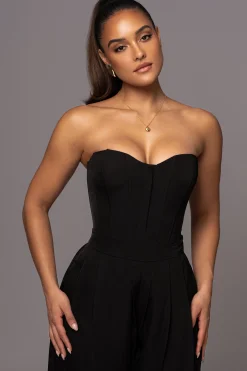 Black Viv Satin Bustier Top