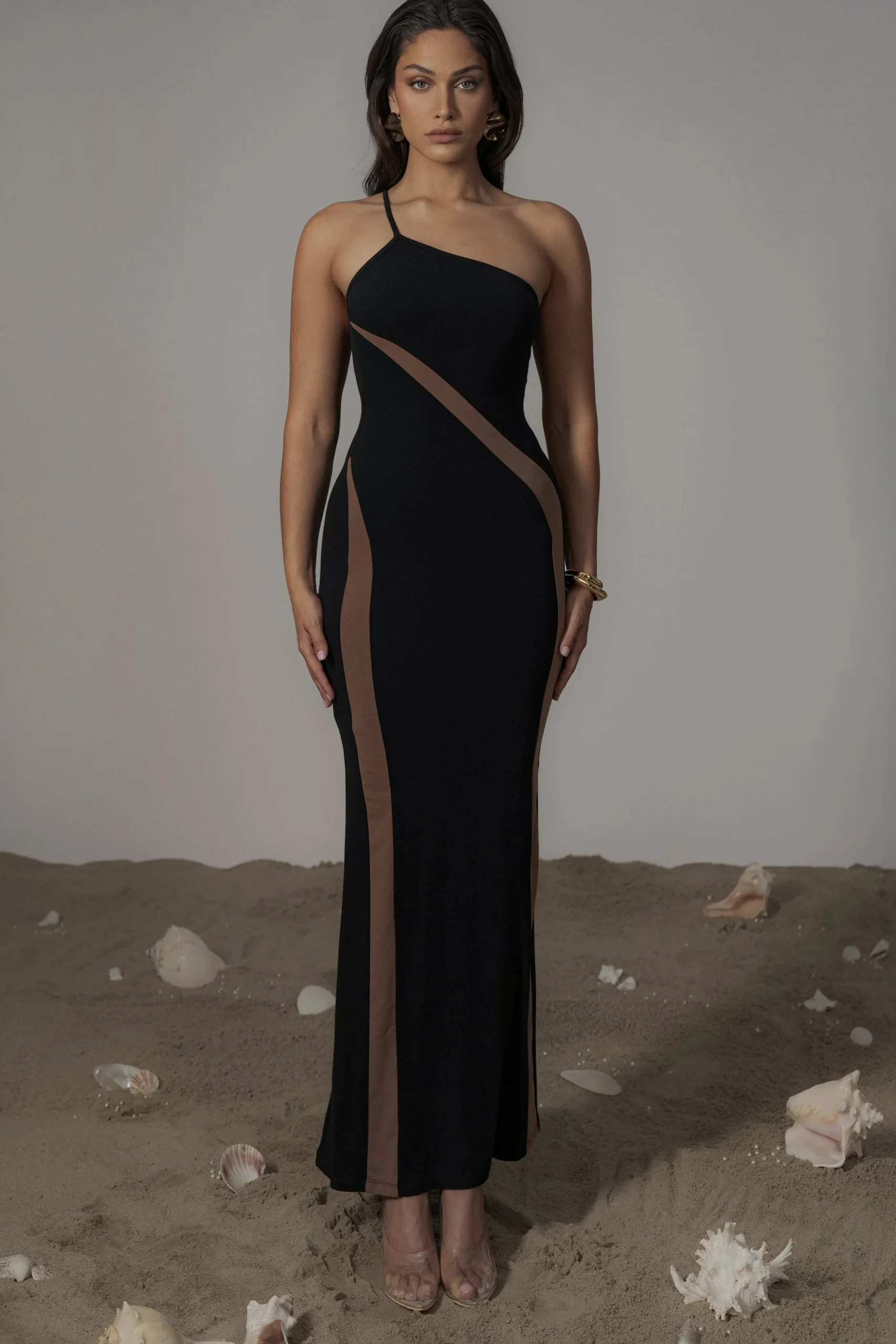 Black Wanderlust One Shoulder Dress