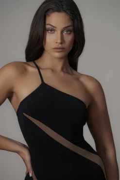 Black Wanderlust One Shoulder Dress