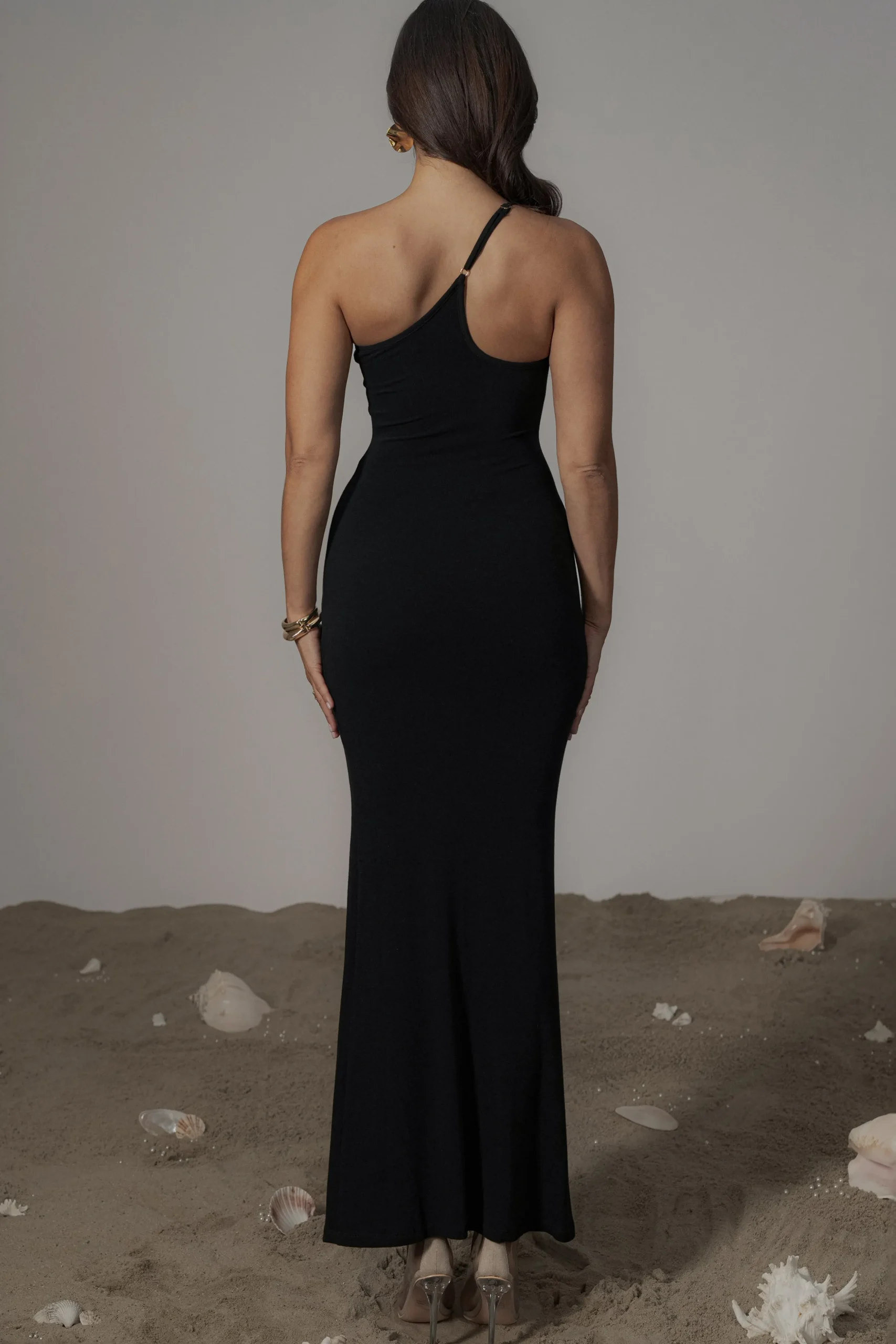 Black Wanderlust One Shoulder Dress