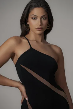 Black Wanderlust One Shoulder Dress