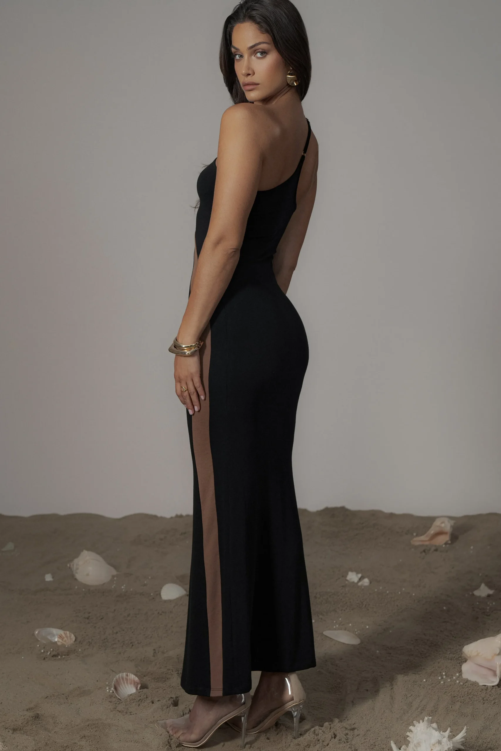 Black Wanderlust One Shoulder Dress