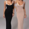 Black/Beige Shawna Reversible Maxi Dress