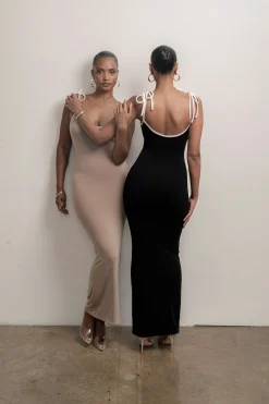 Black/Beige Shawna Reversible Maxi Dress