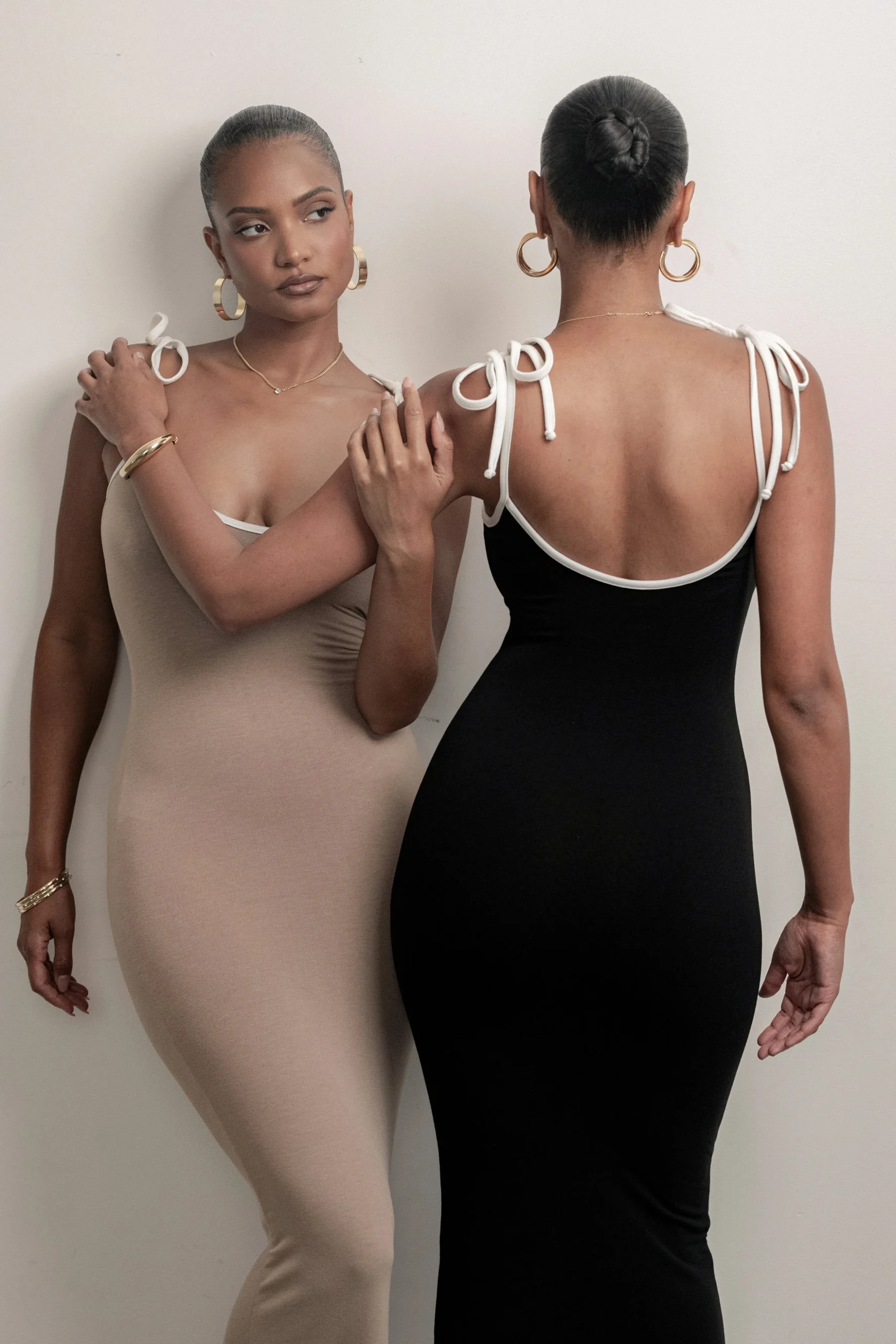 Black/Beige Shawna Reversible Maxi Dress