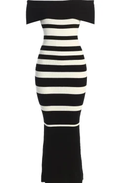 Black/Ivory Striped Custom  Maxi Dress