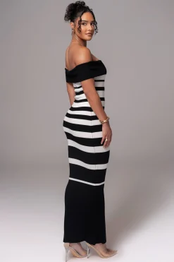 Black/Ivory Striped Custom  Maxi Dress