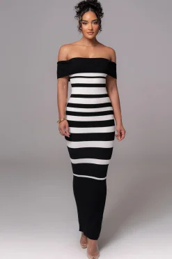 Black/Ivory Striped Custom  Maxi Dress
