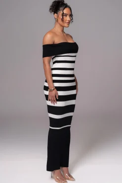 Black/Ivory Striped Custom  Maxi Dress