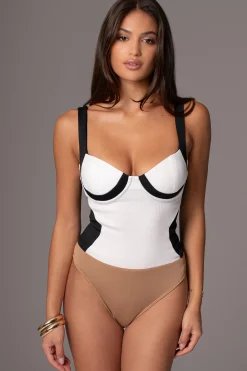 Black/White Throwback Colorblock Bodysuit