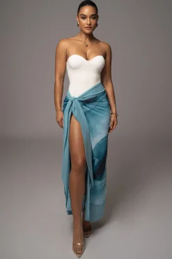 Blue Abstract Marine Print Sarong