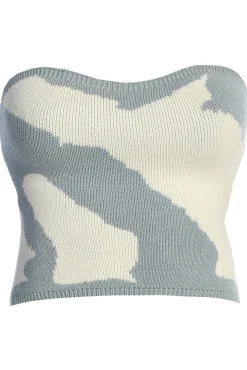 Blue Abstract Tropic Oasis Top
