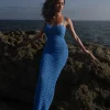Blue Deep Sea Crochet Maxi Dress
