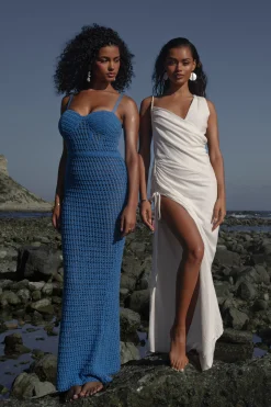 Blue Deep Sea Crochet Maxi Dress