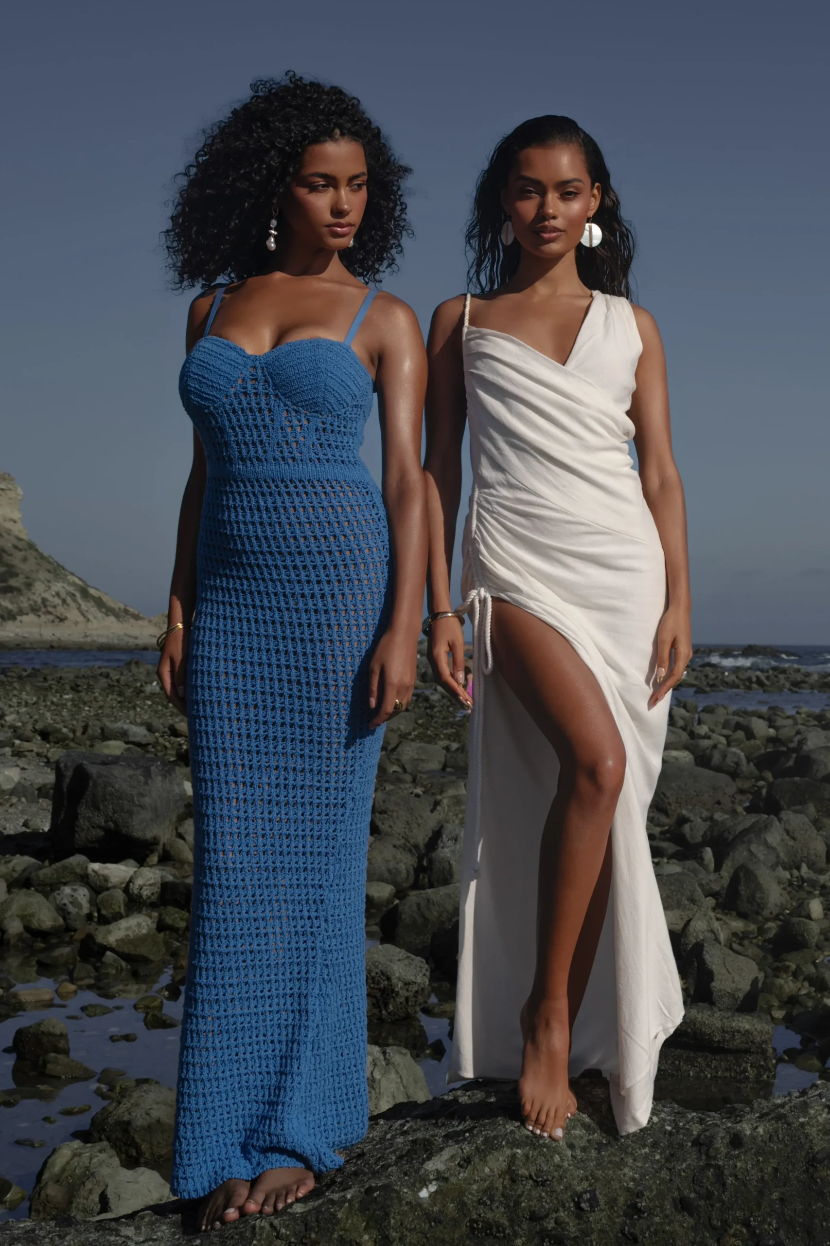Blue Deep Sea Crochet Maxi Dress