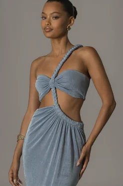 Blue Ema One Shoulder Maxi Dress