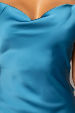 Blue Irresistible Satin Maxi Dress