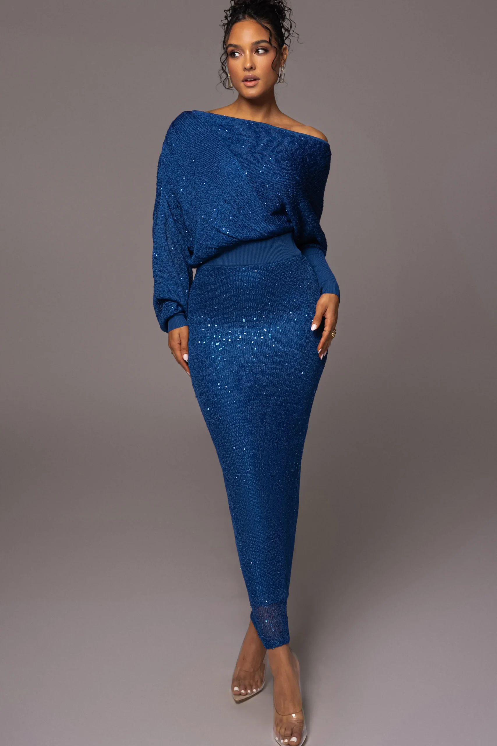 Blue Night Sky Sequin Skirt Set