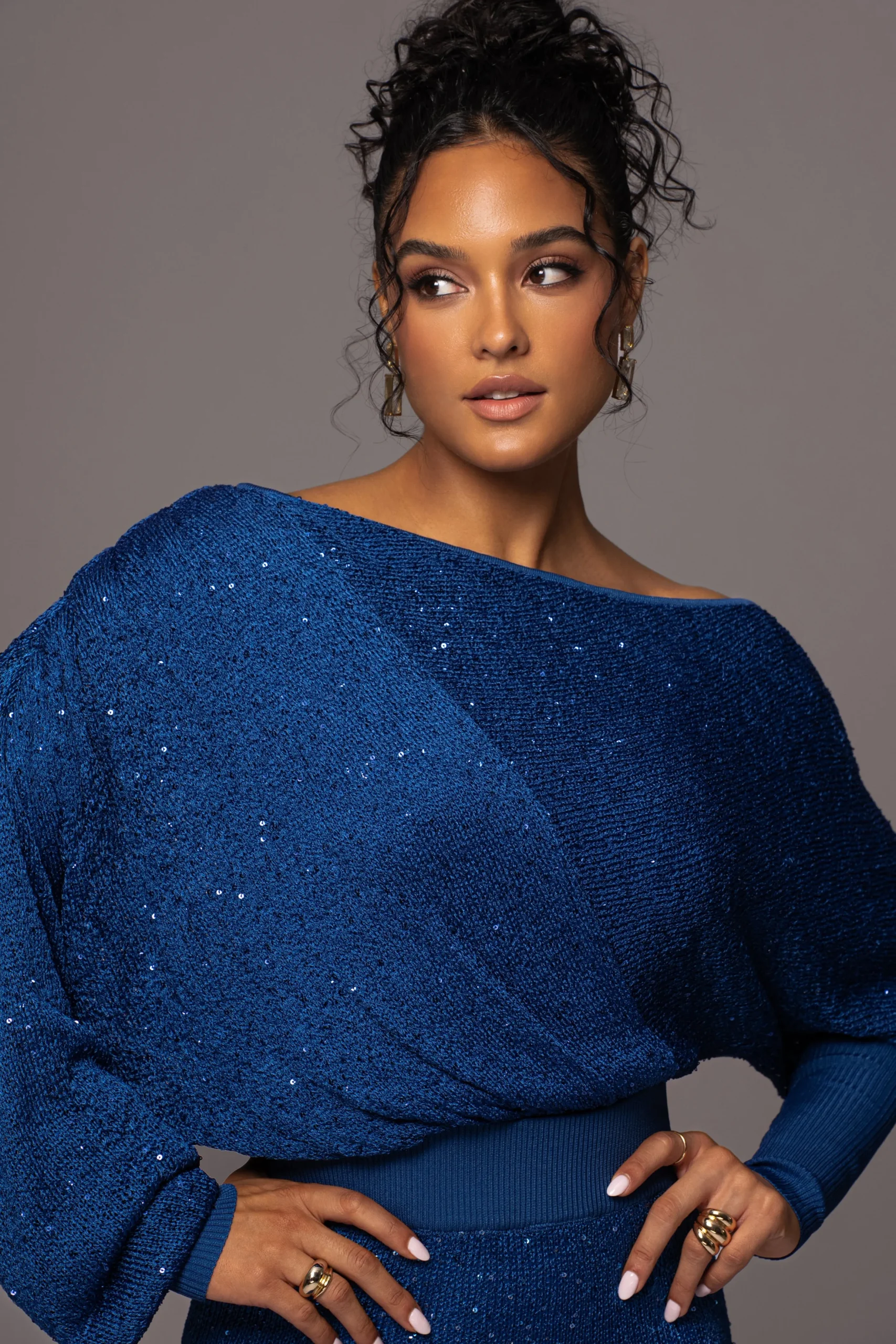 Blue Night Sky Sequin Skirt Set