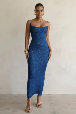 Blue Noemie Sequin Maxi Dress