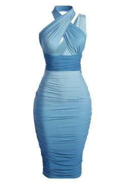 Blue Ombré Edge Of Romance Midi Dress