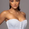 Blue Viv Satin Bustier Top