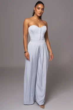 Blue Viv Satin Bustier Top