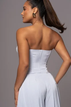 Blue Viv Satin Bustier Top