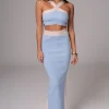 Blue/Beige Heartbreaker Two-Piece Skirt Set