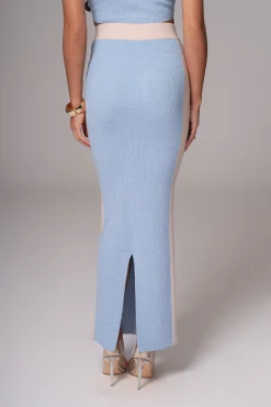 Blue/Beige Heartbreaker Two-Piece Skirt Set