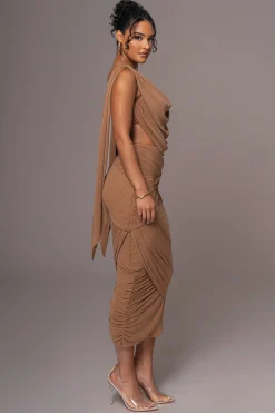 Brown Divine Drape Skirt Set