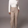 Brown Refined Belted Leg Pants