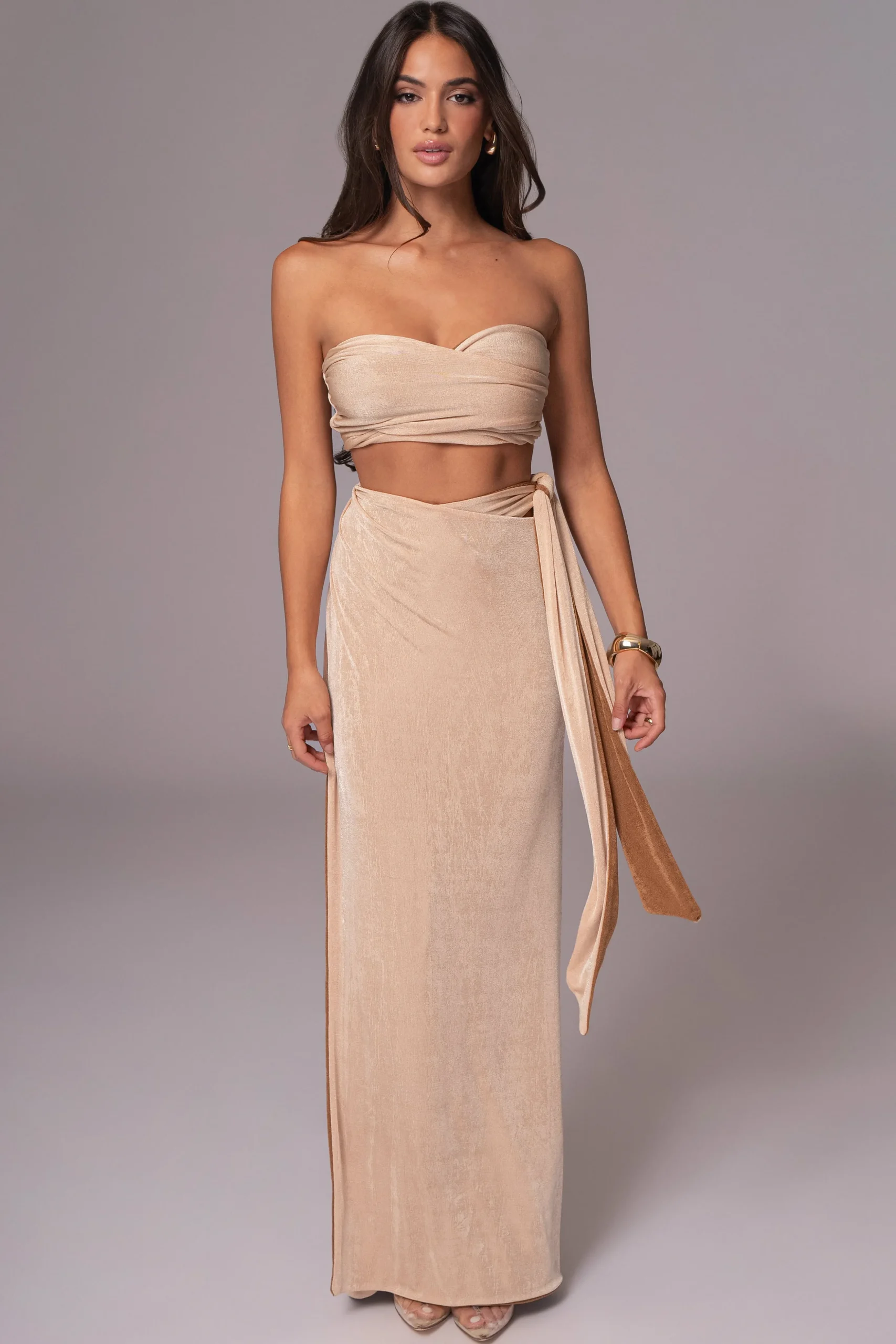 Brown/Beige Venus Reversible Skirt Set