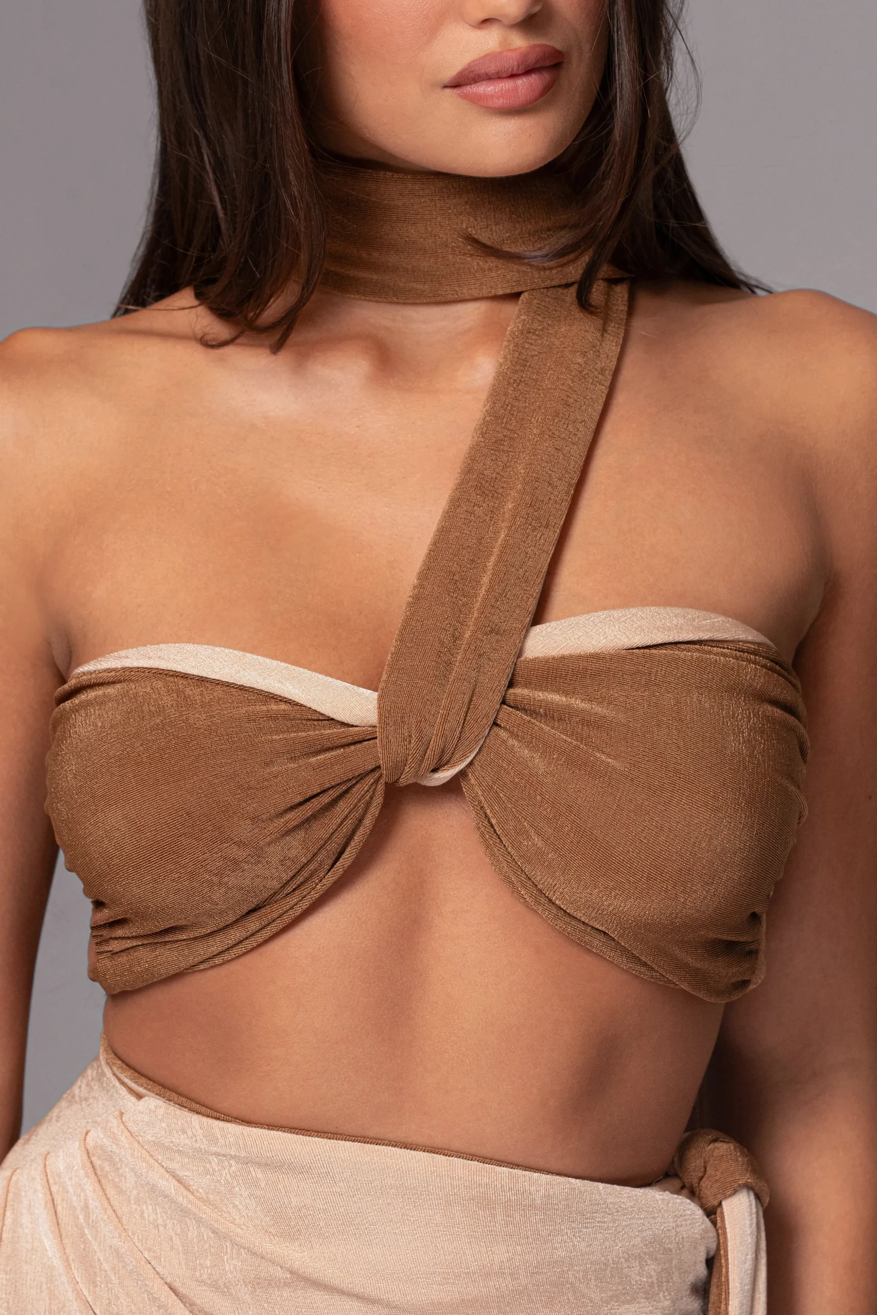 Brown/Beige Venus Reversible Skirt Set