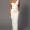 Buttercream Denim Krishna One Shoulder Maxi Dress