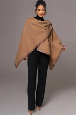 Camel Felt And Faux Leather Shawl