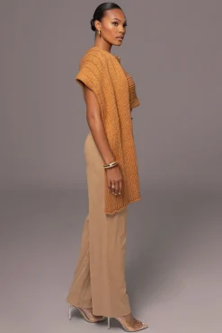 Camel Soft Life Cable Knit Sweater Top