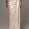 Champagne Olea Satin Skirt